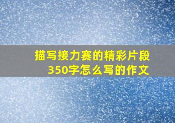 描写接力赛的精彩片段350字怎么写的作文