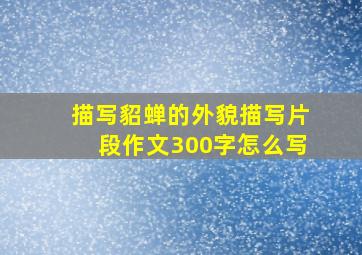 描写貂蝉的外貌描写片段作文300字怎么写