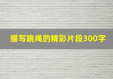 描写跳绳的精彩片段300字