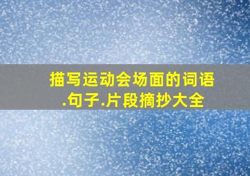 描写运动会场面的词语.句子.片段摘抄大全