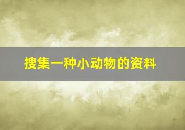 搜集一种小动物的资料