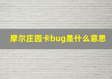 摩尔庄园卡bug是什么意思