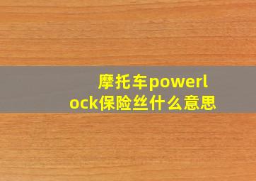 摩托车powerlock保险丝什么意思