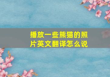 播放一些熊猫的照片英文翻译怎么说