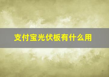 支付宝光伏板有什么用