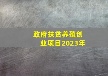 政府扶贫养殖创业项目2023年