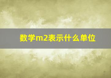 数学m2表示什么单位