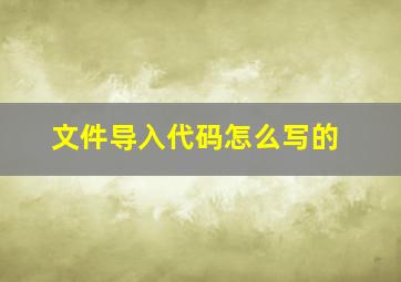 文件导入代码怎么写的