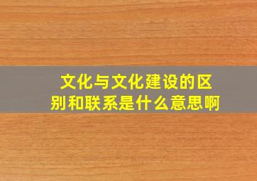 文化与文化建设的区别和联系是什么意思啊