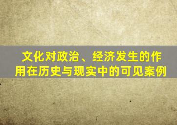 文化对政治、经济发生的作用在历史与现实中的可见案例