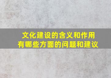 文化建设的含义和作用有哪些方面的问题和建议