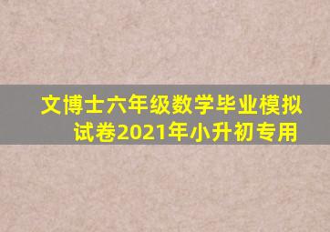 文博士六年级数学毕业模拟试卷2021年小升初专用