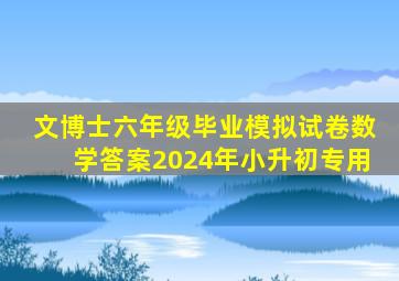 文博士六年级毕业模拟试卷数学答案2024年小升初专用