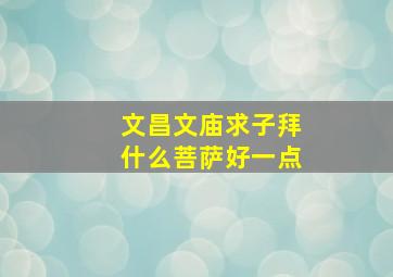 文昌文庙求子拜什么菩萨好一点