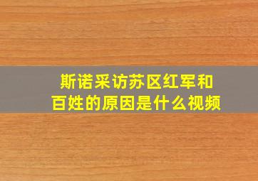 斯诺采访苏区红军和百姓的原因是什么视频