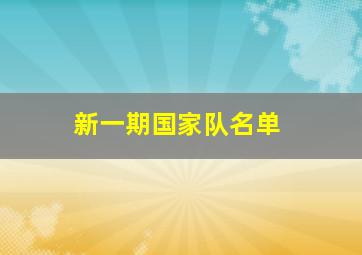 新一期国家队名单