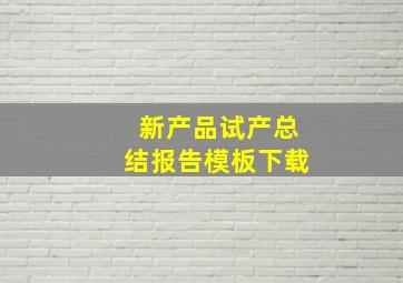 新产品试产总结报告模板下载