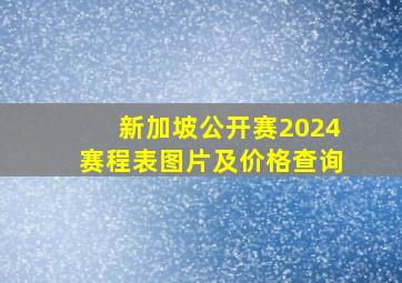 新加坡公开赛2024赛程表图片及价格查询