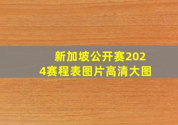 新加坡公开赛2024赛程表图片高清大图