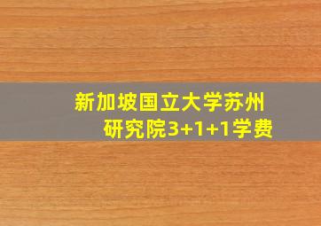 新加坡国立大学苏州研究院3+1+1学费