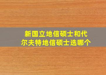 新国立地信硕士和代尔夫特地信硕士选哪个