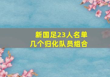 新国足23人名单几个归化队员组合