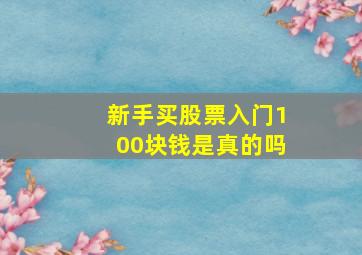 新手买股票入门100块钱是真的吗