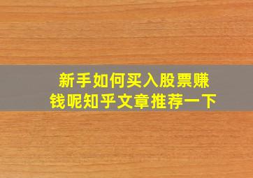 新手如何买入股票赚钱呢知乎文章推荐一下