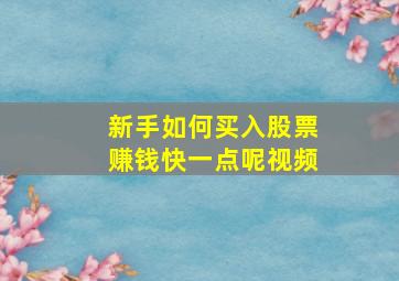 新手如何买入股票赚钱快一点呢视频