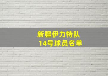 新疆伊力特队14号球员名单