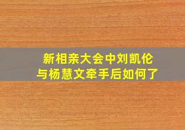 新相亲大会中刘凯伦与杨慧文牵手后如何了