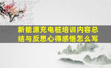 新能源充电桩培训内容总结与反思心得感悟怎么写