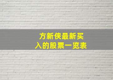 方新侠最新买入的股票一览表