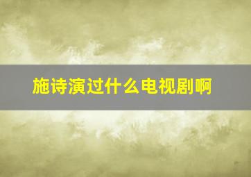 施诗演过什么电视剧啊