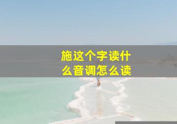 施这个字读什么音调怎么读