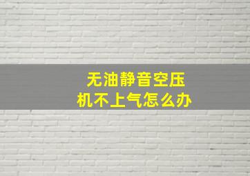 无油静音空压机不上气怎么办