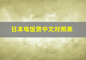 日本电饭煲中文对照表