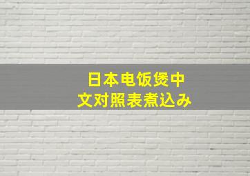 日本电饭煲中文对照表煮込み