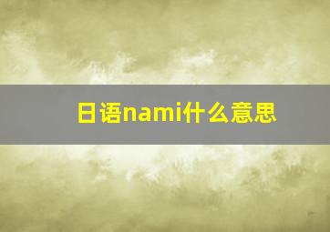 日语nami什么意思