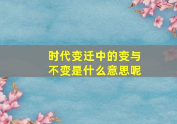 时代变迁中的变与不变是什么意思呢