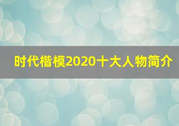 时代楷模2020十大人物简介