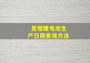 星恒锂电池生产日期查询方法