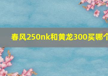 春风250nk和黄龙300买哪个