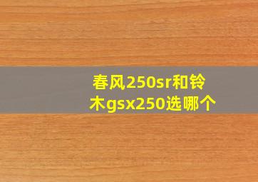 春风250sr和铃木gsx250选哪个