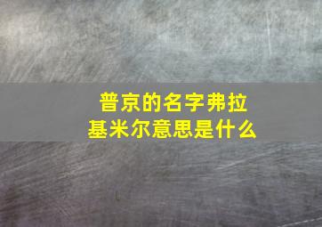 普京的名字弗拉基米尔意思是什么