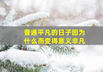 普通平凡的日子因为什么而变得意义非凡