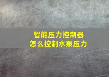 智能压力控制器怎么控制水泵压力