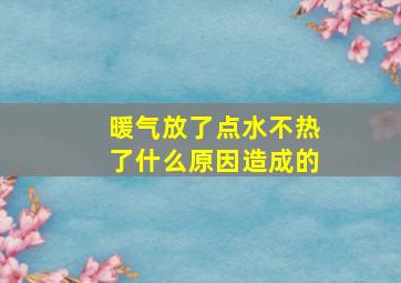 暖气放了点水不热了什么原因造成的