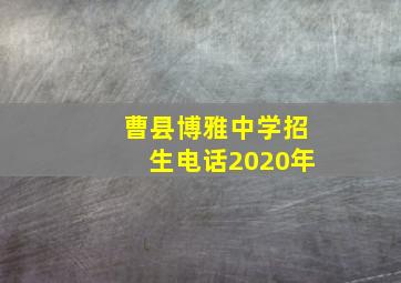 曹县博雅中学招生电话2020年