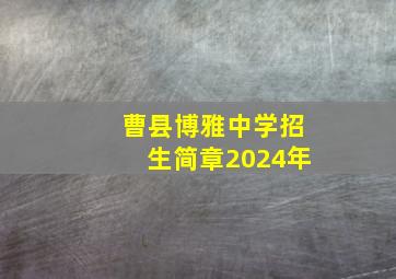 曹县博雅中学招生简章2024年